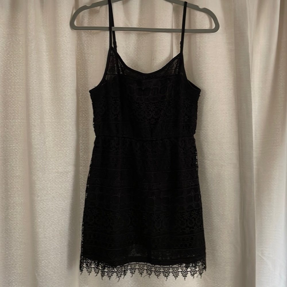 Black mini lace dress